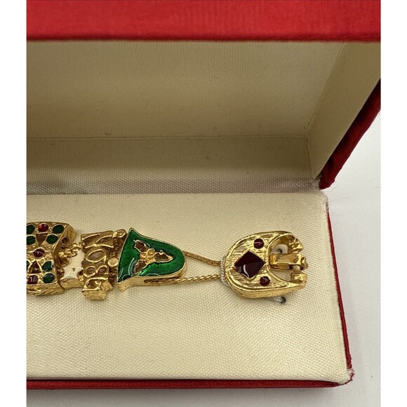 Tacoa Christmas Charm Bracelet 7.5" Gold Tone Boxed Holiday Jewelry Gift - Picture 6 of 15